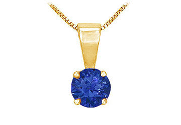 Sapphire Solitaire Pendant  14K Yellow Gold - 1.00 CT TGW