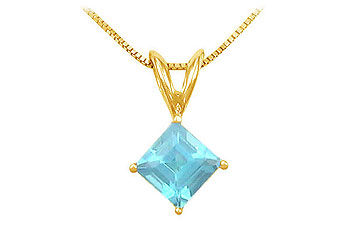 Aquamarine Solitaire Pendant  14K Yellow Gold - 1.00 CT TGW