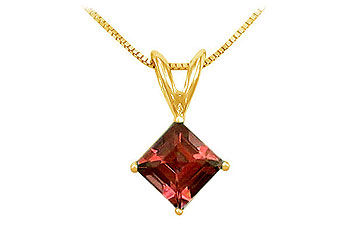 Garnet Solitaire Pendant  14K Yellow Gold - 1.00 CT TGW