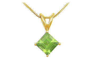 Peridot Solitaire Pendant  14K Yellow Gold - 1.00 CT TGW
