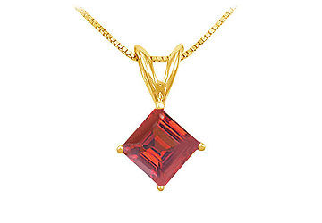 Ruby Solitaire Pendant  14K Yellow Gold - 1.00 CT TGW