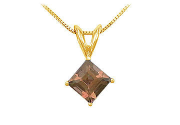 Smoky Topaz Solitaire Pendant  14K Yellow Gold - 1.00 CT TGW