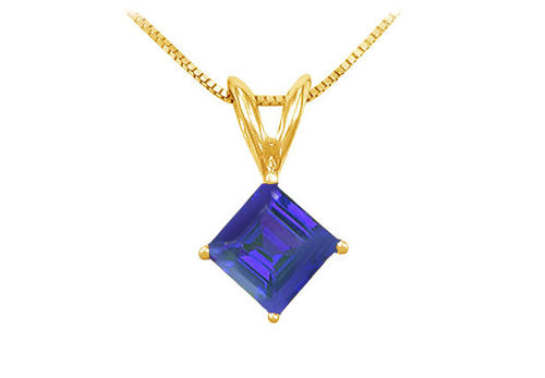 Sapphire Solitaire Pendant  14K Yellow Gold - 1.00 CT TGW