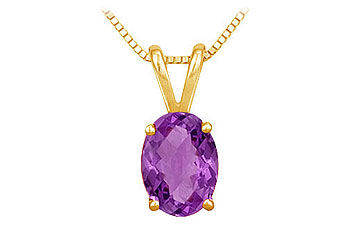 Amethyst Solitaire Pendant  14K Yellow Gold - 1.00 CT TGW