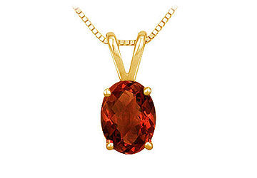 Garnet Solitaire Pendant  14K Yellow Gold - 1.00 CT TGW