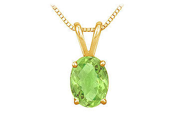 Peridot Solitaire Pendant  14K Yellow Gold - 1.00 CT TGW