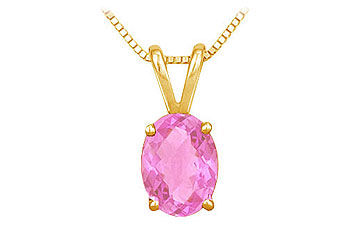 Pink Topaz Solitaire Pendant  14K Yellow Gold - 1.00 CT TGW
