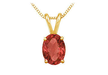 Ruby Solitaire Pendant  14K Yellow Gold - 1.00 CT TGW
