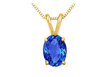 Sapphire Solitaire Pendant  14K Yellow Gold - 1.00 CT TGW