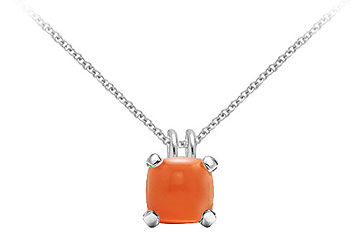 Orange Chalcedony Pendant  14K White Gold - 5.00 CT TGW