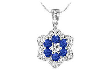Sapphire and Diamond Pendant  14K White Gold - 2.25 CT TGW