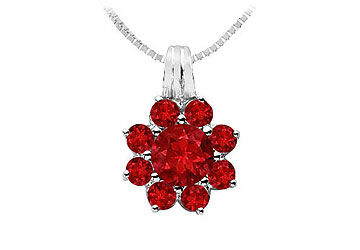 Ruby Flower Pendant  14K White Gold - 2.75 CT TGW