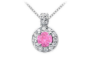 Pink Sapphire and Diamond Pendant  14K White Gold - 1.25 CT TGW