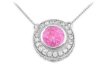 Pink Sapphire and Diamond Pendant  14K White Gold - 0.66 CT TGW