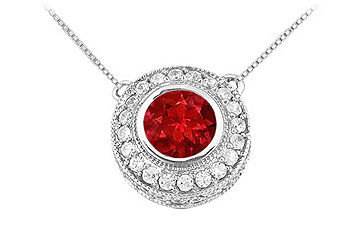 Ruby and Diamond Pendant  14K White Gold - 0.66 CT TGW