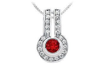 Ruby and Diamond Pendant  14K White Gold - 1.25 CT TGW