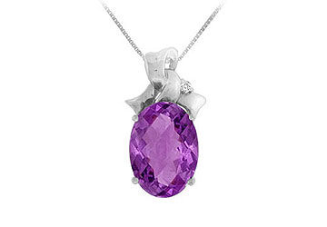 Amethyst and Diamond Pendant  14K White Gold - 7.75 CT TGW