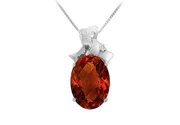 Garnet and Diamond Pendant  14K White Gold - 7.75 CT TGW