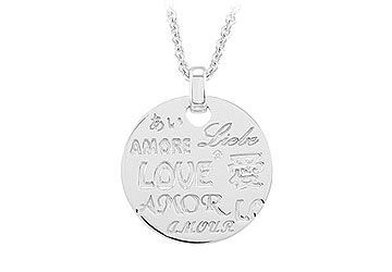 Love Necklace with Diamond  Sterling Silver Rhodium Plate