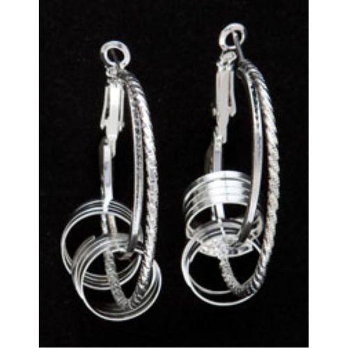 Hoop Earrings with rings-Silver Plated Case Pack 12