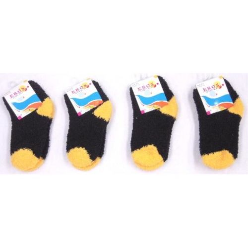 Children's Fuzzy Socks, Black and Yellow Case Pack 120