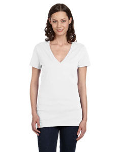 Ladies' Jersey Short-Sleeve Deep V-Neck T-Shirt