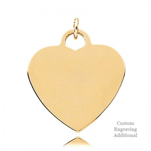 14k Yellow Gold Posh Mommy Engravable Polished Heart Pendant 23.00x24.00mm