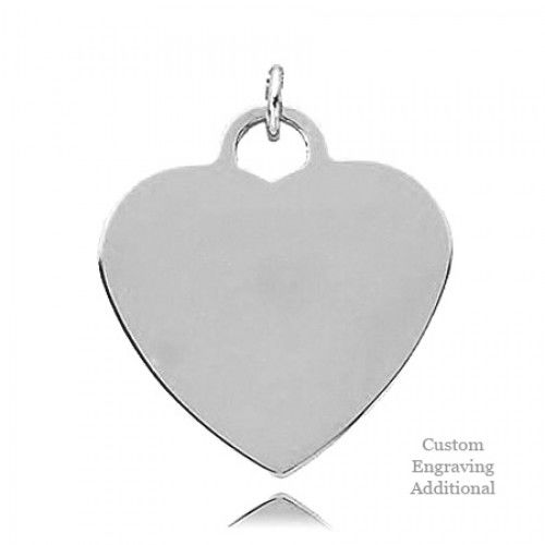 14k White Gold Posh Mommy Engravable Polished Heart Pendant 23.00x24.00mm