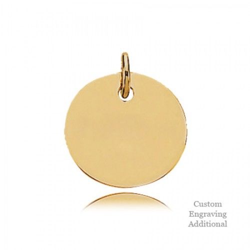 14k Yellow Gold Posh Mommy Engravable Polished Disc Pendant 15.88mm