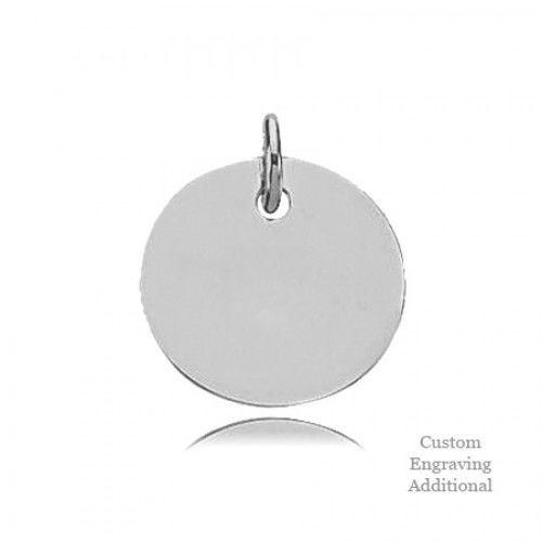 14k White Gold Posh Mommy Engravable Polished Disc Pendant 15.88mm