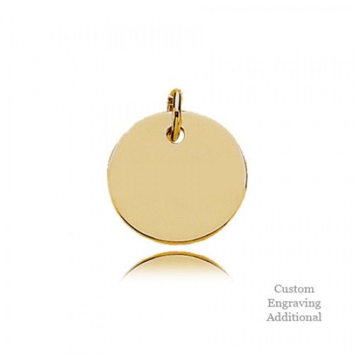 14k Yellow Gold Posh Mommy Engravable Polished Round Pendant 12.70mm