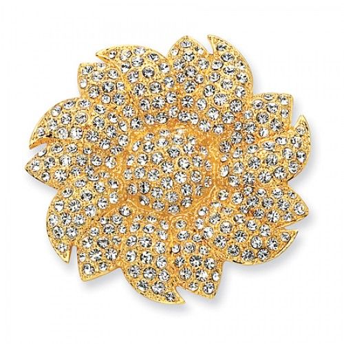 Ladies 24k Yellow Gold Plating Jackie Kennedy Sunflower Brooch -30 X 30mm