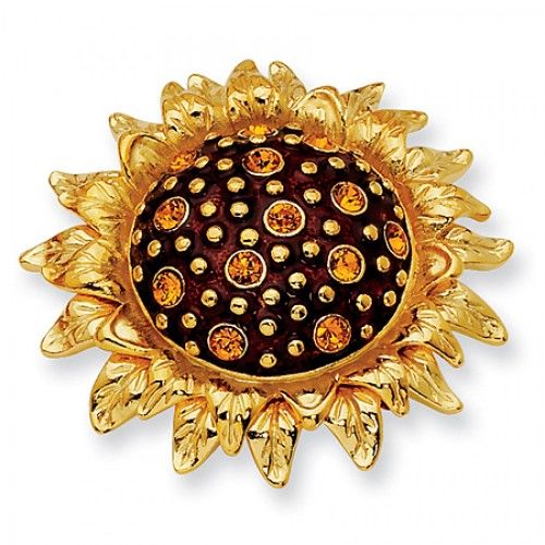 Ladies 24k Yellow Gold Plating Jackie Kennedy Sunflower Pin -40 X 40mm