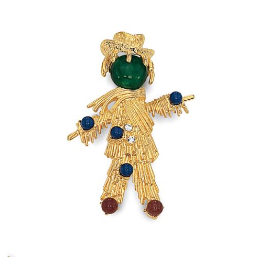 Ladies 24k Yellow Gold Plating Jackie Kennedy Scarecrow Pin -40 X 10mm