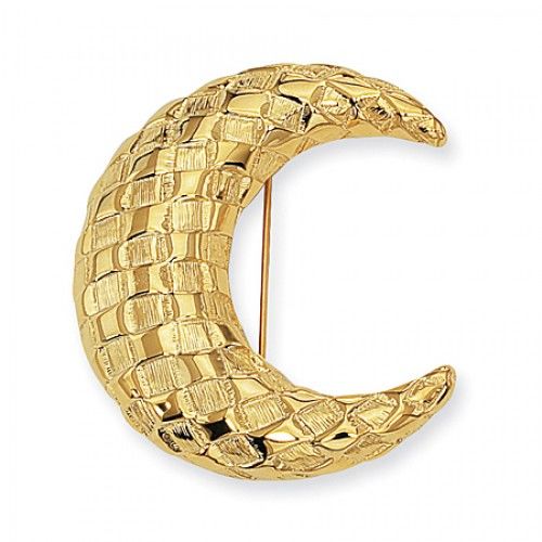 Ladies 24k Yellow Gold Plating Jackie Kennedy Crescent Moon Pin -40 X 40mm