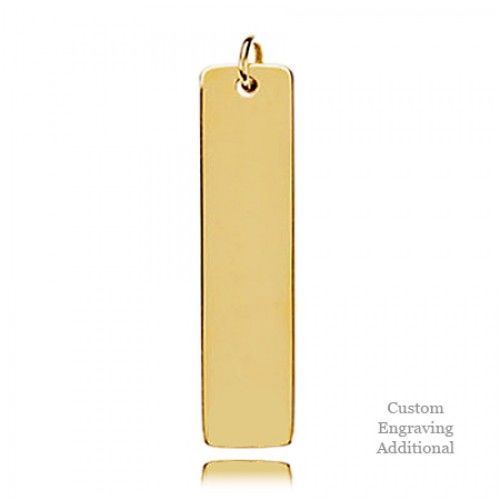 14k Yellow Gold Engravable Posh Mommy Polished Dog Tag - 32 X 8mm