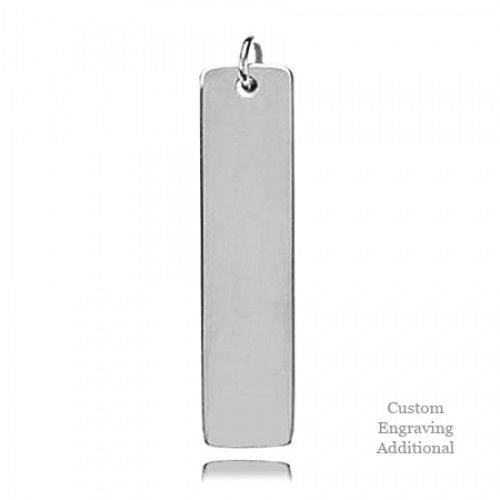 Sterling Silver Engravable Posh Mommy Polished Dog Tag - 32 X 8mm