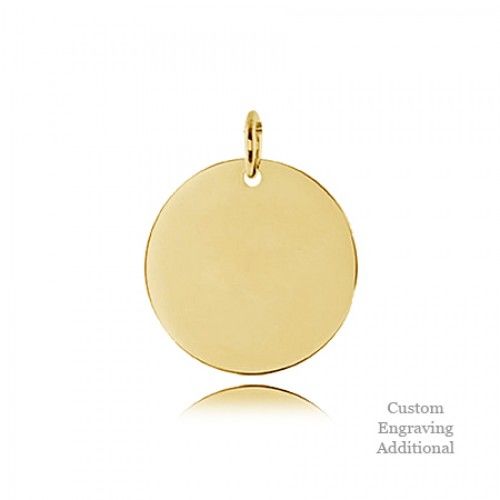 14k Yellow Gold Engravable Posh Mommy Polished Circle Pendant - 22 X 19mm