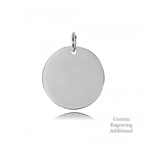 14k White Gold Engravable Posh Mommy Polished Circle Pendant - 22 X 19mm