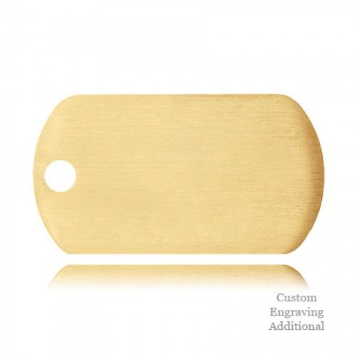 14k Yellow Gold Engravable Posh Mommy Little Dude Polished Dog Tag - 38 X 21mm