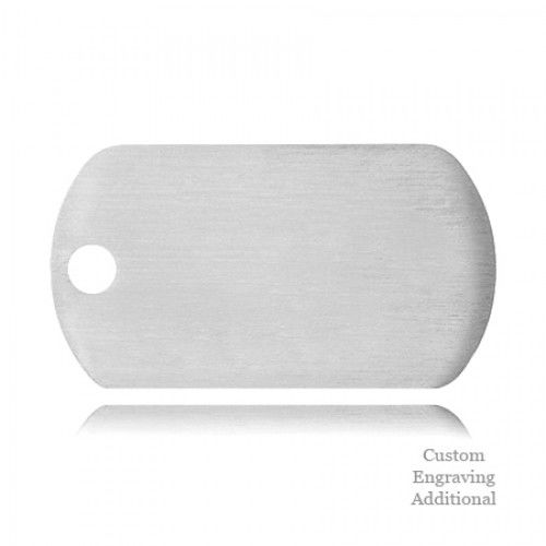 14k White Gold Engravable Posh Mommy Little Dude Polished Dog Tag - 38 X 21mm