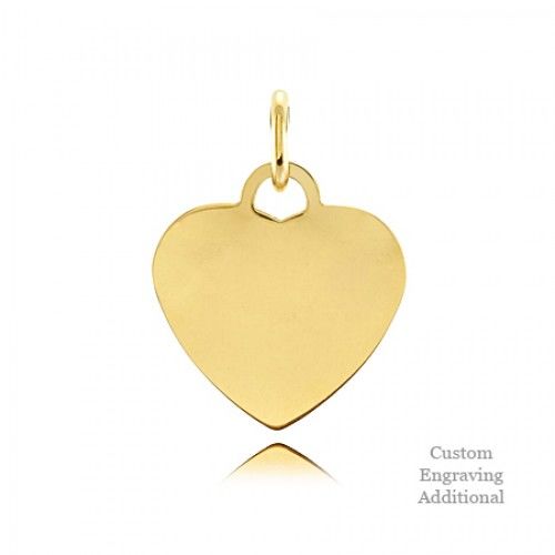 14k Yellow Gold Engravable Posh Mommy Polished Heart Shaped Pendant - 16 X 15mm