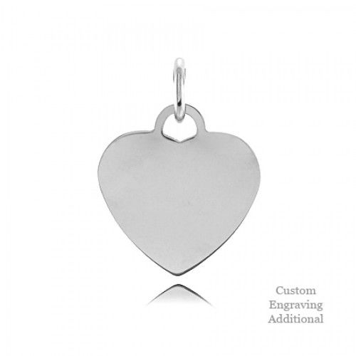 Sterling Silver Engravable Posh Mommy Polished Heart Shaped Pendant - 16 X 15mm