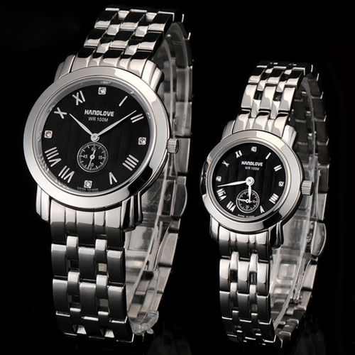 HANDLOVE Casual Stainless Steel Retro Watch Quartz Black or White Dial Face