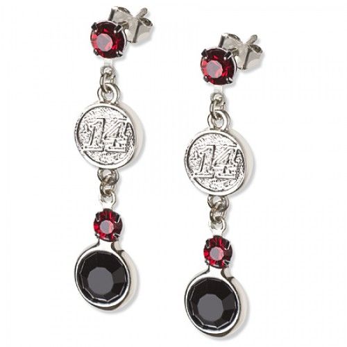 Crystal Number 14 Earrings in Rhodium Plated Base Metal - Post W/ Back
