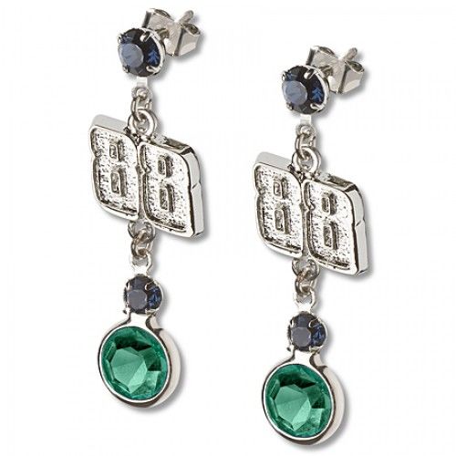 Crystal Number 88 Earrings in Rhodium Plated Base Metal - Post with Backs