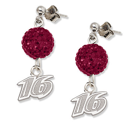 Crystal Nascar Earrings - Greg Biffle #16 with Red Quartz