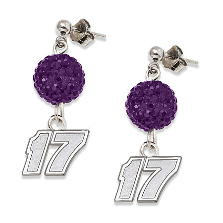Crystal Nascar Earrings - Matt Kenseth #17 with Purple Quartz