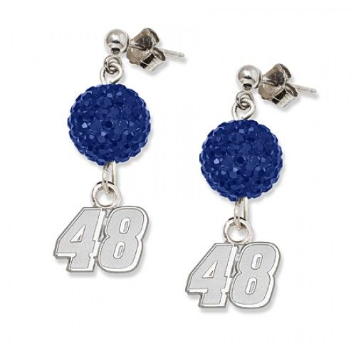 Crystal Number 48 Earrings in Sterling Silver - Butterfly Back - Round Shape