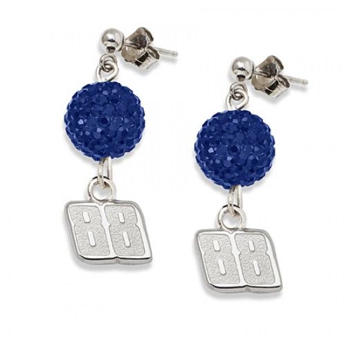 Crystal Number 88 Earrings in Sterling Silver - Post with Back - Round Shape